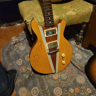 Gibson  Les Paul Jr  1959 Modded Maple Top With Brazilian Rosewood Inserts Painted Blue And Orange With Added Old Growth Flame Maple Cap Odd Ball Conversion image 2