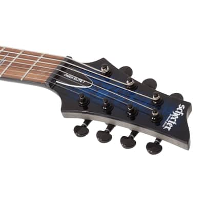 Schecter Omen Elite-7 7-String Electric Guitar - Rosewood Fingerboard, See-Thru Blue Burst image 3