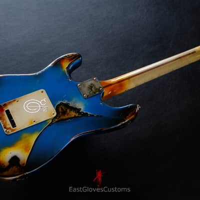 Fender Stratocaster Special Edition HSS Pelham Blue/Sunburst Heavy Aged Relic by East Gloves Customs image 14