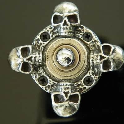 Skull Pewter Skull 3 Way Toggle Switch Cover Plate - Pewter image 2