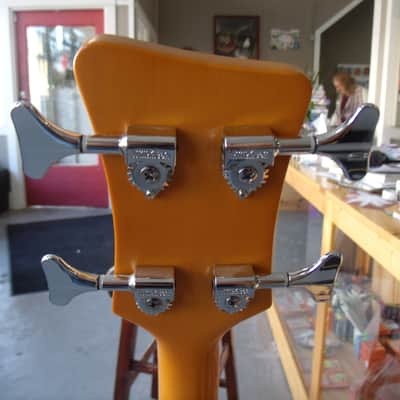 Italia Imola Bass Guitar Amber w/ Burl Pick guard image 4