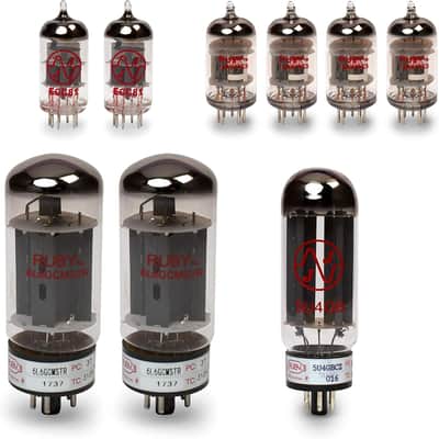Pro Reverb (Silver Panel) Tube Set with Matched Power Tubes, Ruby and JJ Brand Tubes, Compatible with Fender image 1