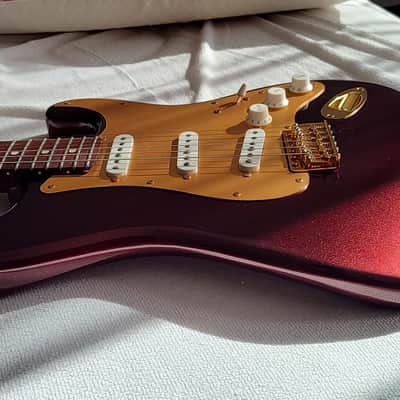Custom Squier 40th Anniversary Gold Edition Stratocaster - Ruby Red Metallic, 100% Rosewood Neck (2022) image 8