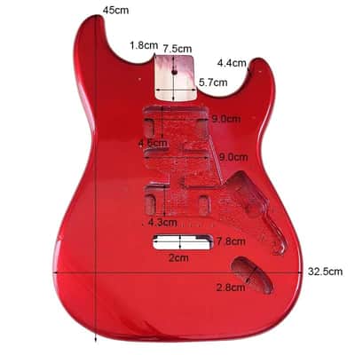 Metallic Red Finish Guitar Strat Style Poplar Wood Body image 5