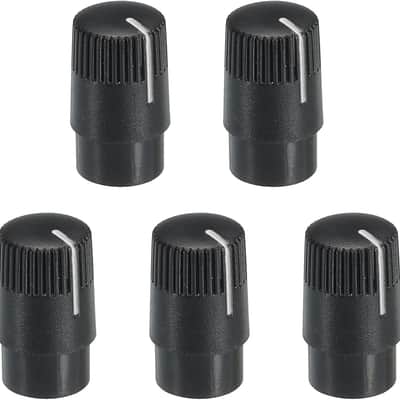 Potentiometer Control Knob ABS Guitar Knob for Electric Guitar Power Amplifiers Stereos,Bass Volume Tone 180 Degrees Rotary Knob 6mm D Type Shaft Black White 5PCS image 1