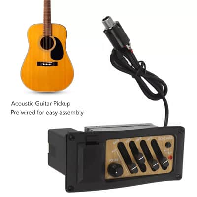 EQ-7545R Acoustic Guitar Preamp Pickup System – 4-Band Piezo EQ Equalizer, Wood Grain Finish image 3
