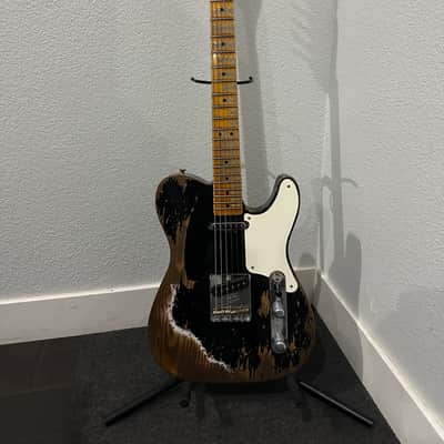 Custom Shop Limited Edition (Telecaster) Double Esquire Super Heavy RelicAged Black w/ Tomatillo HW Pickups image 3