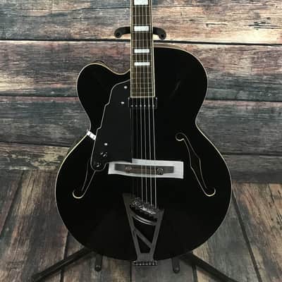 D'Angelico Left Handed Premier EXL-1 Hollow Body Electric Guitar- Black image 1