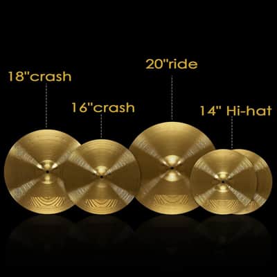 Cymbal Exquisite Alloy Cymbal Set 14"/16"/18"/20" 5 Pieces Drum Cymbal Drum Practice Cymbals image 2