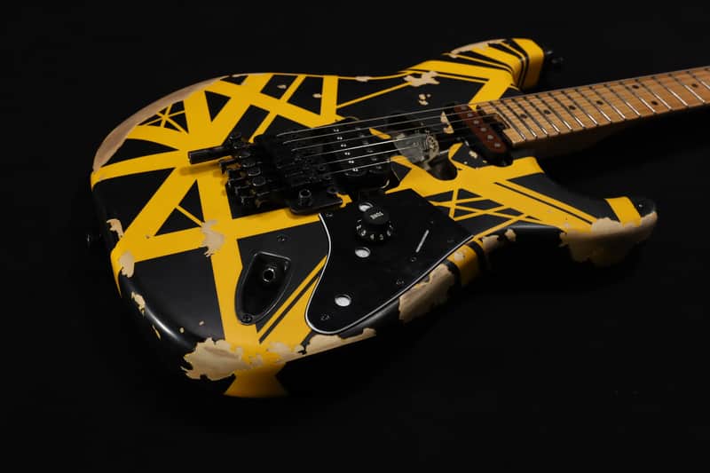 EVH Striped Series Frankenstein Frankie Electric Guitar - Black with Yellow Stripes, Relic 103 image 1