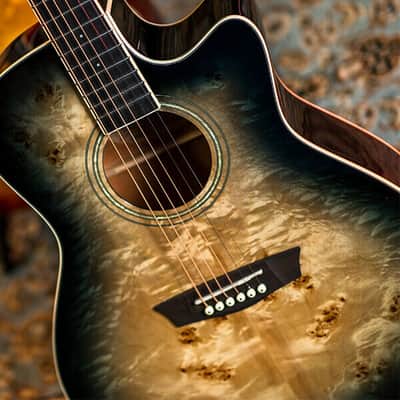 Washburn Deep Forest Burl Grand Auditorium Acoustic/Electric Black Fade image 3