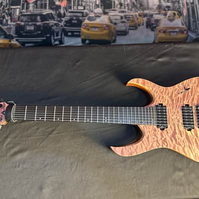 Mayones Duvell elite 7 custom shop 2018 - 5A Quilted Trans jeans purple satin Bareknuckle TKO image 1