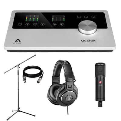 Apogee Quartet 4X8 USB Audio Interface for iPad & Mac + (2) Microphones Stand + Audio-Technica ATH-M30x Monitor Headphones (Black) + sE Electronics sE2200 Studio Condenser Cardioid Microphone with Isolation Pack + Microphone stand and Cable. image 1