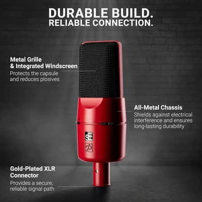 SE ELECTRONICS X1 A 2C Large Diaphragm Condenser Microphone with 100 Hz Filter & -20 dB Pad - XLR Condenser Mic for Singing & Instruments - Professional Studio Microphone for Recording (Red) image 7
