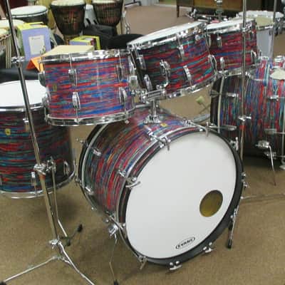 *Vintage* 1968 Ludwig Psychedelic Red Double Bass Drum Set image 16