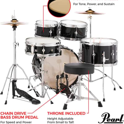 Pearl Roadshow Jr. 5-Piece Drum Set with Hardware and Cymbals - Grindstone Sparkle (RSJ465C/C708) image 7