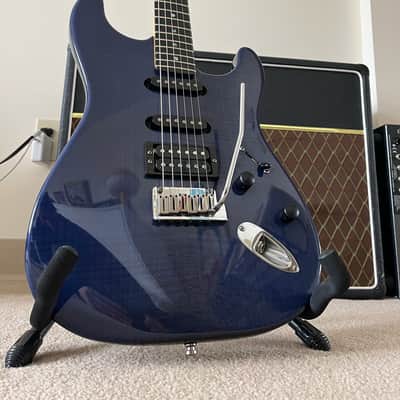 Fender American Deluxe Stratocaster FMT HSS 50th Anniversary with Ebony Fretboard 2004 Cobalt Blue Transparent image 2