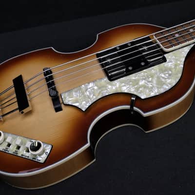 Hofner HCT-500/1-CV Cavern McCartney Revolution Look Custom Beatle Bass Tea Cups, RUGBY BALL TUNER BUTTONS & LaBella 760FHB2 Flats image 13