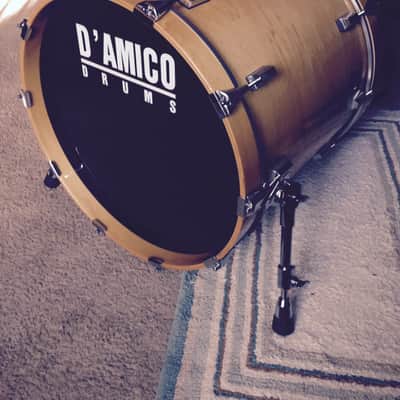 1990s D'Amico 4pc Custom Solid Maple Drum Kit Clear Natural Finish image 2