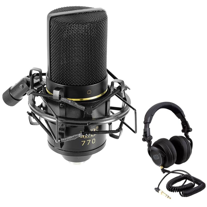 MXL 770 Multipurpose Cardioid Condenser Microphone (Black) Bundle with MXL HX9 Over-Ear Studio Pro Headphone image 1