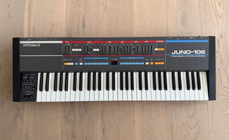 Roland Juno-106 61-Key Programmable Polyphonic Synthesizer 1984 - 1985 - Black (Serviced / Warranty / Roland Case / Literature) image 1