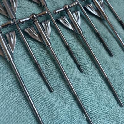 Ludwig Lot of 8 Bowtie Clubdate Pre Serial Bass Drum Tension Rods + Claws 7” 60s - Chrome image 1