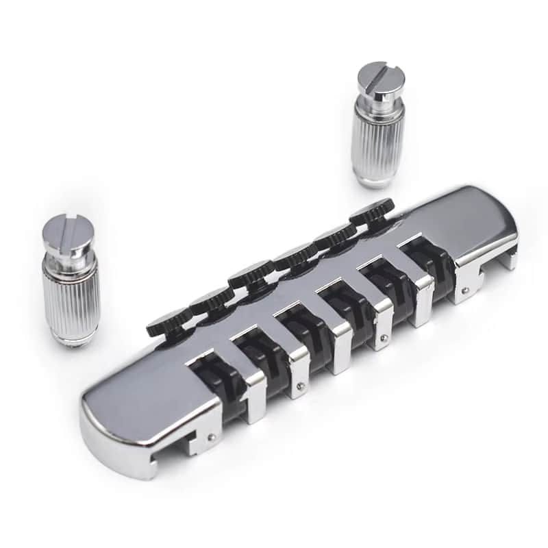 Chrome Roller Saddles Vintage TP6 Guitar Tailpiece Bridge image 1