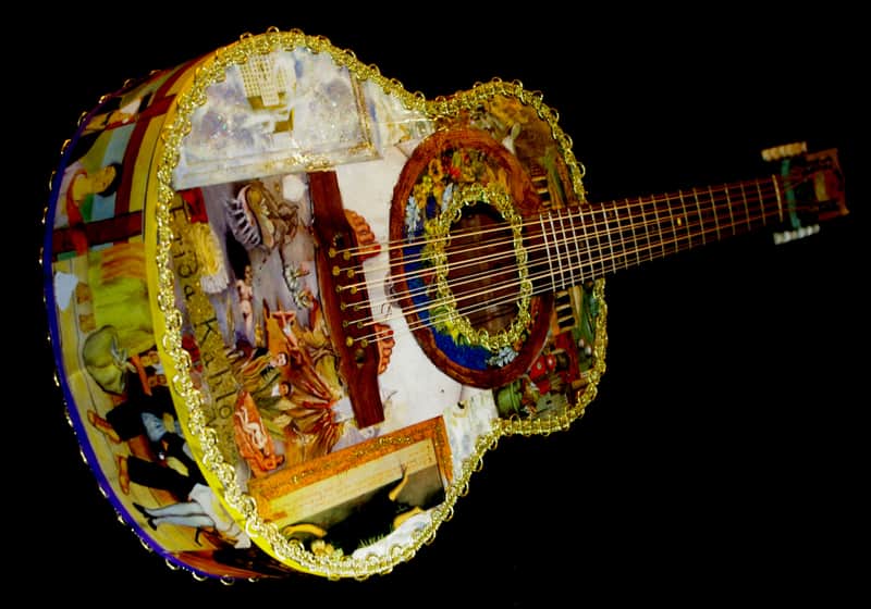 Art Guitar "FRIDA KAHLO" by the Artiste El Daga  Collage NFT Opportunity. Non Fungible Token Bitcoin image 1