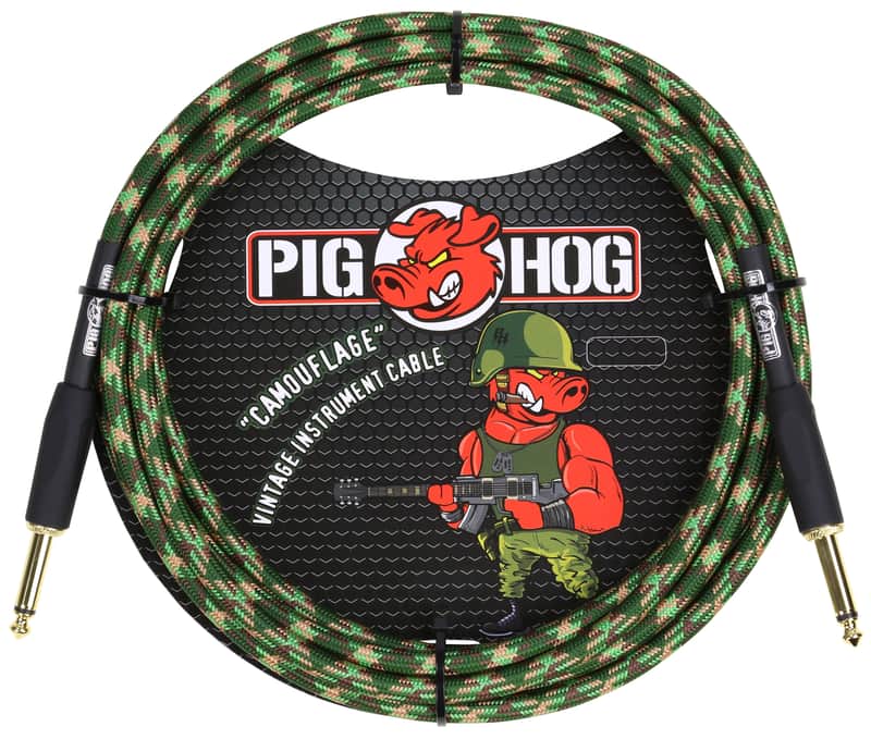 Lifetime Warranty! Pig Hog PCH10CF Camouflage 1/4" / 1/4" Instrument Cable - 10' image 1