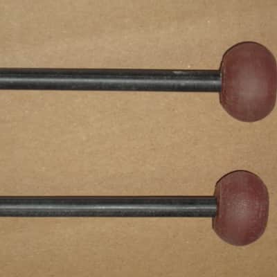 one pair new old stock Gambal Manufacturing GPHR1 (UG13GPHR1) Percussive Keyboard Mallets (for xylophones and glockenspiels) 1 & 1/8" Brown Medium Nylon Flat Ball (oval) Heads with Black Synthetic Shafts (with original packaging) from 1990s to early 2000s image 6