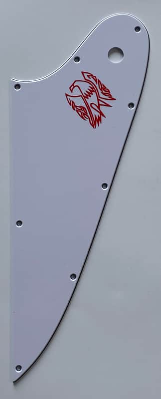 For Gibson Firebird Red 3D Logo Guitar Pickguard 3 Ply White image 1