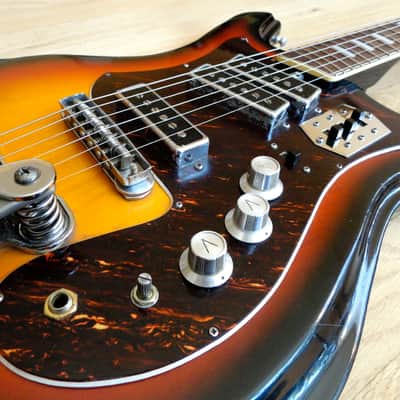 1960s Silvertone 1441 Vintage Electric Guitar by Teisco w/ Mosrite German Carve 1445 image 8