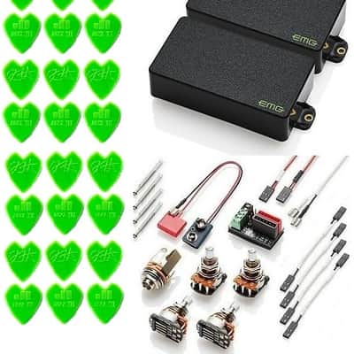 EMG KH-BB Set Kirk Hammett Bone Breaker Black Humbucker 10mm Threaded Short Pots & Wiring ( 24 KH GREEN PICKS ) image 1