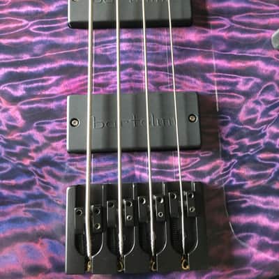 Modulus  Quantum 4 Bass Guitar 5A Quilt Top MAPLE NOS Bartolini - TOP OF LINE 2006 Purple Blue Black image 3