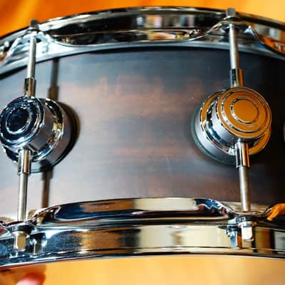 DW Collector's Series Exotic 5.5x14" HVLT Snare Drum in Natural Satin Eucalyptus w/ Chrome Hardware image 4