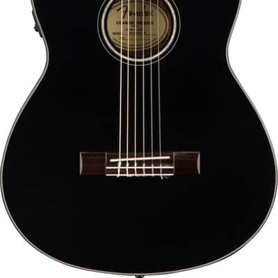 Fender CN-140SCE Nylon Thinline Acoustic Electric Guitar. Walnut FB, Black w/case image 1