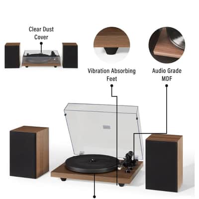 Crosley C62C 2 Speed Bluetooth Turntable Record Player with Built-in Speakers, Walnut-NEW image 8