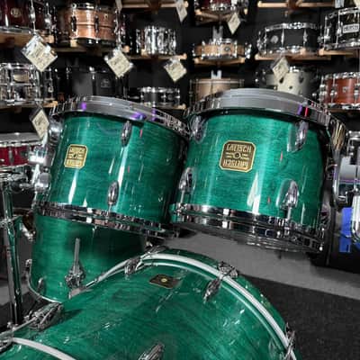 ~NEW!~ Gretsch USA Custom 4-Piece 10/12/16/22 Drum Kit Set in Caribbean Blue Gloss Lacquer with Square Badges image 2