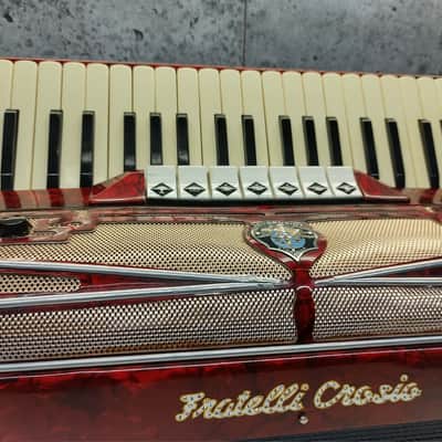 Fratelli Crosio Stradella N-2 Pietro Rossi Custom Chromatic Accordion 120 Bass - Red image 3