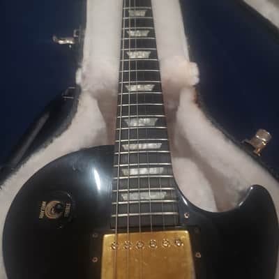 1993 Gibson Les Paul Studio Black Electric Guitar Ebony Fretboard Maple Neck Tune-O-Matic Bridge Gold Hardware Pearl Trapezoid Inlays Gibson Hardshell Case image 3