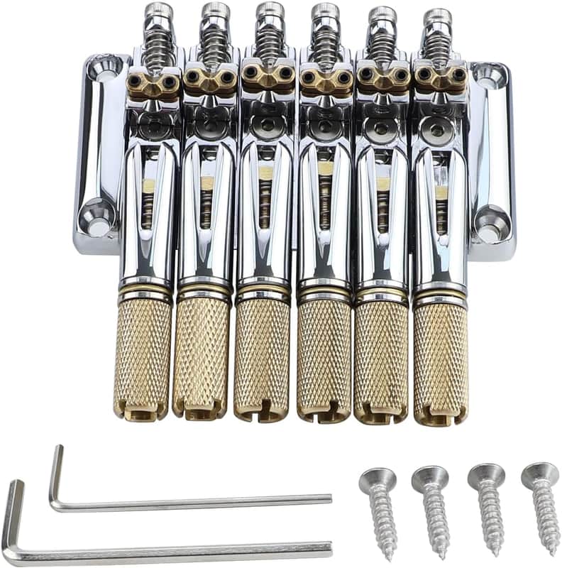 10.5mm Headless Electric Guitar Bridge Chrome Headless Bass Guitar Bridge Brass Saddles Zinc Alloy Plate Electric Guitar Bridge 6 String Headless Guitar Bridge Fixed image 1