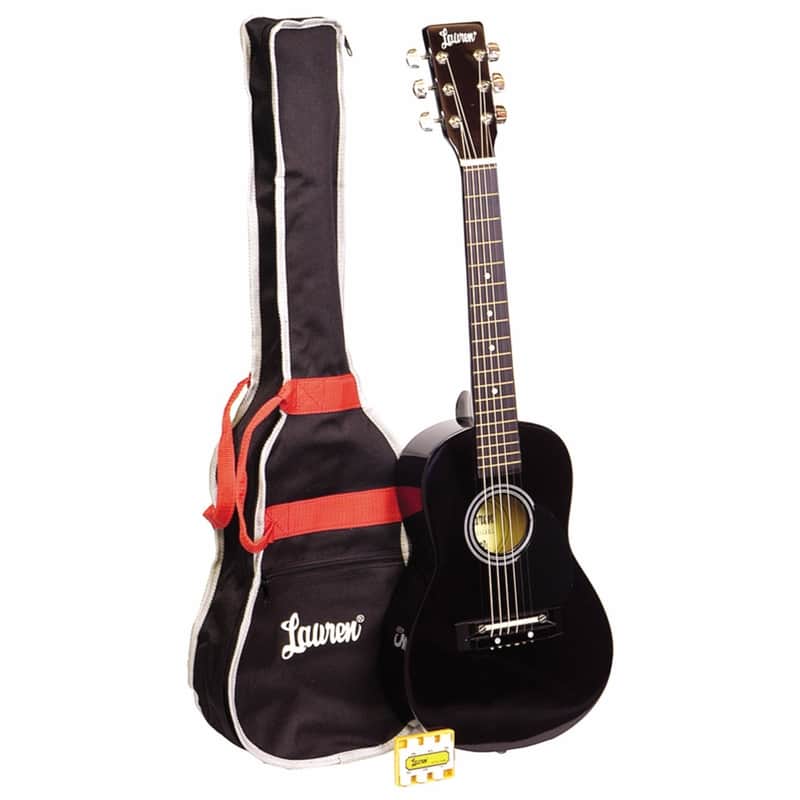 Lauren LAPKMBK 30" 1/2-Size Kids' Steel String Acoustic Guitar Package Black image 1
