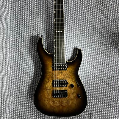 ESP E-II M-II 7 NT HS 2023 Dark Brown Natural Burst 7-String w/ Bare Knuckle image 1