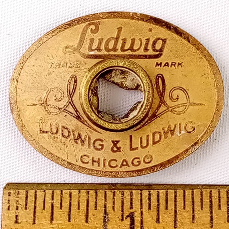 *Ludwig & Ludwig 20s Chicago,IL Brass Oval Badge Snare/Bass Drum +OG Grommet USA image 1
