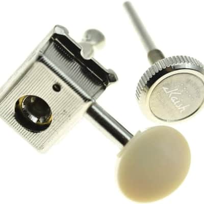 6 Inline Vintage Style Locking Tuners Guitar Tuning Keys Pegs Lock Guitar Machine Heads Fits Strat Tele Guitars Nickel Kwith Ivory Button image 3