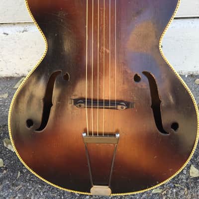 Old Kraftsman F hole acoustic archtop guitar 1930s Sunburst image 5