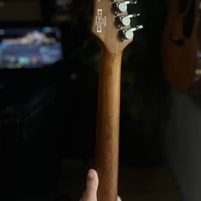 Ibanez AZ242BC-DET Premium Double Cutaway Bocote Top HH with Vibrato, Roasted Maple Neck 2010s - Deep Espresso Burst image 8