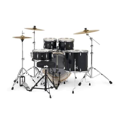 PDP Mainstage 5pc w/HW, Paiste Cym, Throne, Black Sparkle image 3