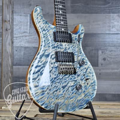 Paul Reed Smith Custom 24 Quilt Artist Top Awabi Birds - Faded indigo with Hardshell Case image 10
