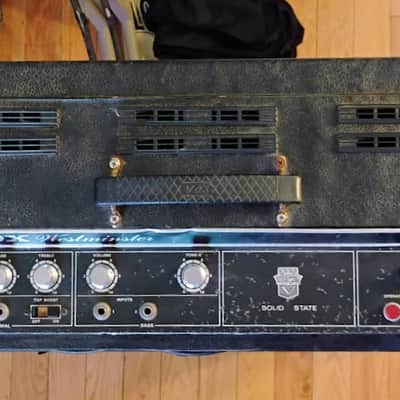 VOX - 1967 Westminster V1182 Solid State Amp Head - 1968 Royal Guardsman Model V4131 Cabinet - Rolling/Tilting Metal Stand - Black - Thomas Organ Company - California - USA - "AS-IS" image 18
